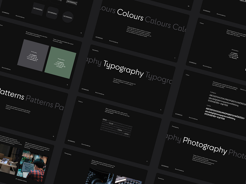 Geomining Styleguide brand brandbook branding clean design guideline illustration logo minimal styleguides typography ui visual identity