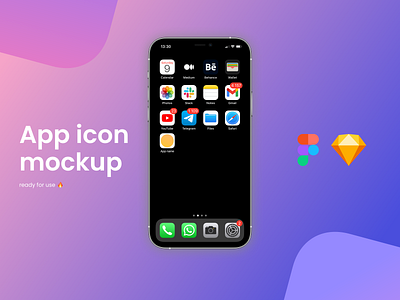 Free App Icon Mockup - Sketch/Figma figma free freebee freebie freebies icon ios app design ios14 logo app mockup design mockup psd mockup template sketch