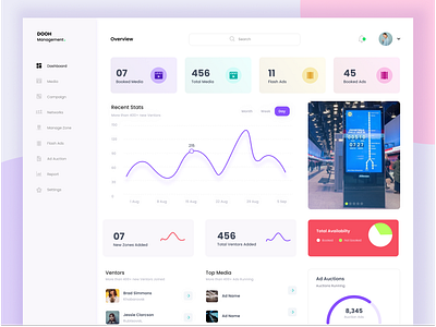 DOOH Management advertising app design application design dashboard dashboard app dashboard design dashboard ui design