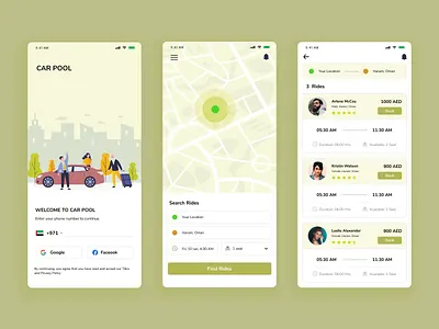 Car Pool App app design app ui car car app car interface car pool app car pooling car rental design illustration pool ux