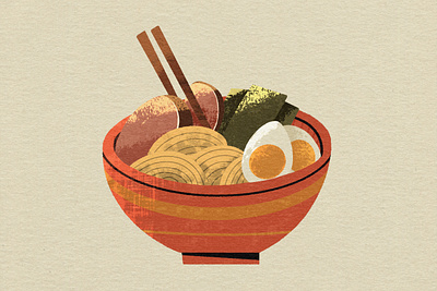 Ramen 2d art design digital illustration digitalart flat food illustraion illustrator procreate ramen shape texture