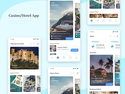 Hotel/Casino App app casino app casino games design hotel app hotel app ui hotel booking app hotel logo hotel stay rooms booking ui