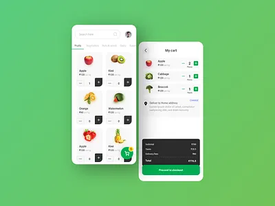 Groceries App app appdesign cart checkout food food app fruits groceries mobileapp mockup ui ux