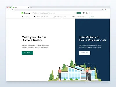 Houzz Visitor Home Page branding illustration ui ux web