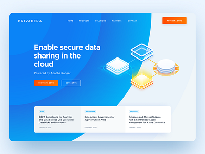 Homepage design for Privacera — Data Governance and Security blue cloud data design diagram diagrams graphic homepage landing orange privacy saas security ui ux web web design webdesign website website design