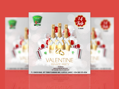 Valentine Seventh Valentine Flyer design photoshop red social media valentine valentines day flyer wine