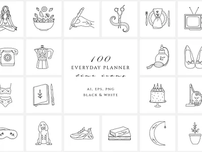 Everyday Planner Line Icon Set branding dashboard design flat icons graphic design icon icons icons design logo planner planners planning social media startup startup icon
