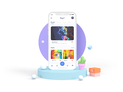 Music player 3d adobe xd android iphone mobile music player player soft ui ui design uiux ux design xd