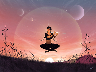 Meditation character art concept art digital art digital illustration digital painting female character graphic art illustration illustration art original art