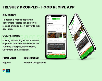 Freshly Dropped - Food Recipe App app design dribbble food app mobile app mobile app design product design recipe app ui design ux design