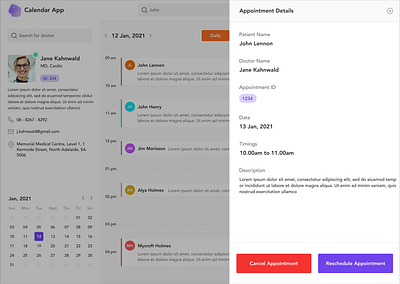 Calendar App calendar design calendar ui doctor calendar