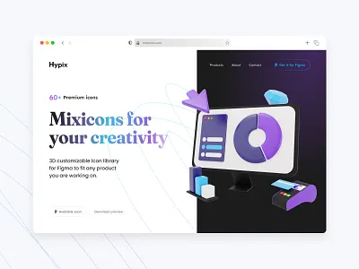 Mixicons [WIP] 3d 3d art 3d chart 3d dashboard 3d icon 3d icons 3d illustration 3d workspace charts dashboard dashboard icons gradient hypix landing page mixicons oliverdul pay product page website workspace