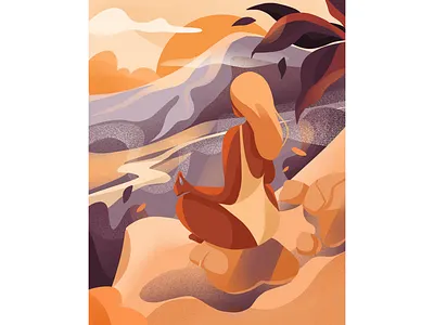 Meditation female illustration illustration illustration art landscape landscape illustration meditation meditation illustration woman illustration yoga yoga illustration