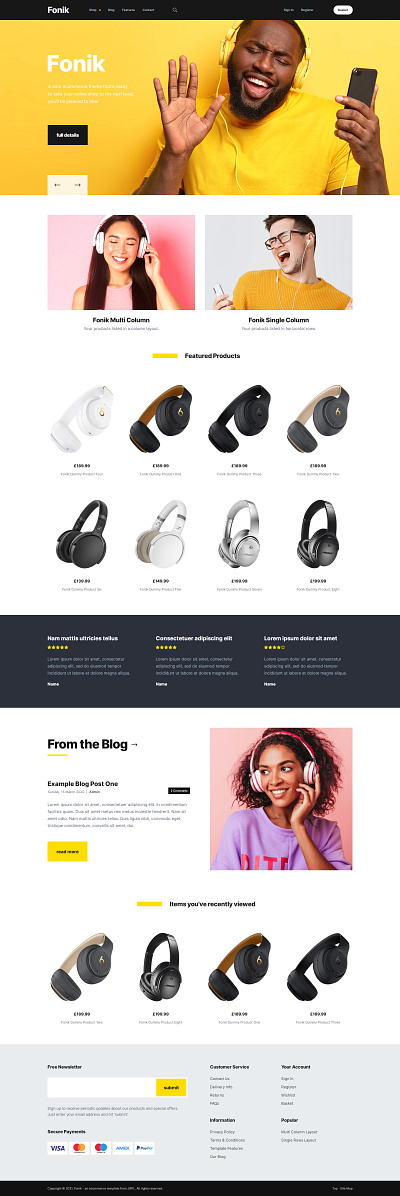 Fonik Shop Theme concept design ecommerce shop template theme ui ux web web design website website design