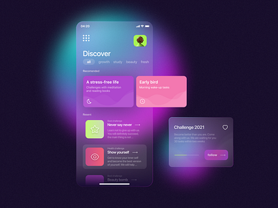 Design of the Task app in glass morphism app app design application glassmorphism illustrator mobile mobile app mobile app design morphism ui ux ux design