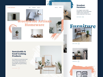 Yum Goods brush strokes colour colour palette ecommerce ecommerce design ecommerce shop ecommerce website furniture website homeware website photography typography ui ui ux uidesign web design website website concept website design
