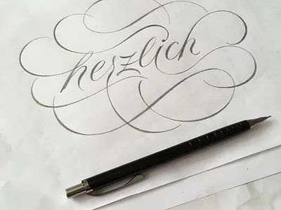 herzlich flourishes lettering sketch