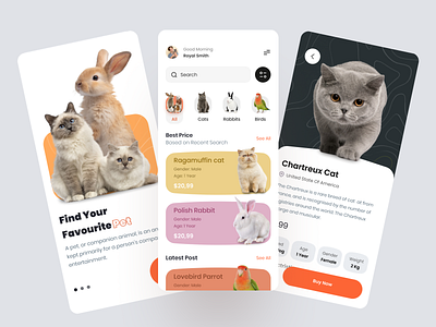 Pet Adopt Mobile App adopt clean design interface ios app mobile app pet app pet care pet care mobile app pet community ui ux