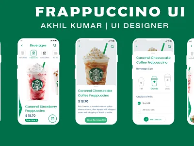 Frappuccino UI animation app branding design flat graphic design illustration minimal ui ux