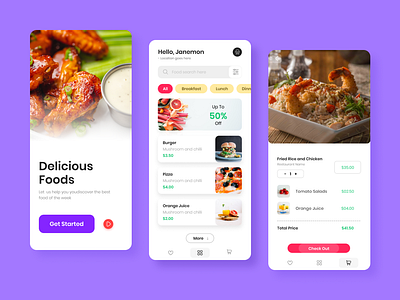 Food App UI Kit chickens figma food and drink food app food delivery app food ordering app foodie mobile app ui ui kit design