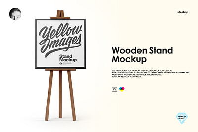 Wooden Stand Mockup adv advertisement advertising advertising stand banner billboard board brand branding commercial company presentation conference display stand exhibition front front view indoor outdoor paper poster