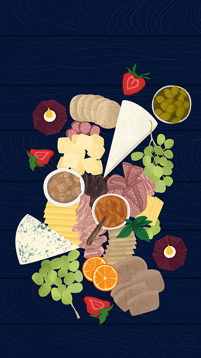 Charcuterie 1 2d art charcuterie food foodillustration fruit illustration illustration illustrator photoshop snacks