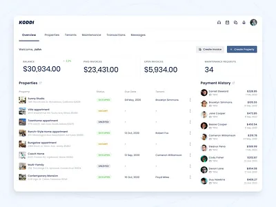 Real Estate Dashboard app dashboard design maintenance management minimal payment property real estate ui ux web