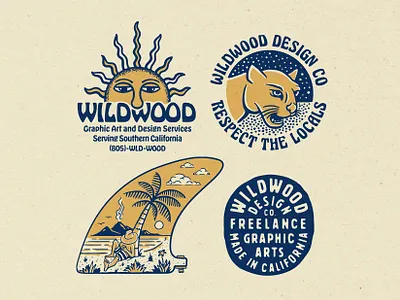 Wildwood Design Co. apparel badge branding california lettering logo nature nature illustration retro sun surf typography vintage