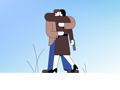 Lovers adobe character crime illustration illustrator love lovers magazine illustration retro vector