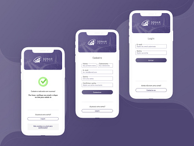 Sonar Trade - Fintech Web & Mobile App - Login/Register app design fintech interface login mobile mobile app register ui user user interface