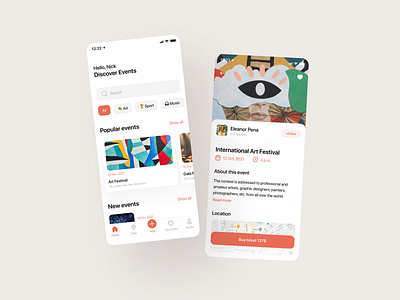 Festivals & Events App app app design design ios ios app minimal mobile mobile app ui ux