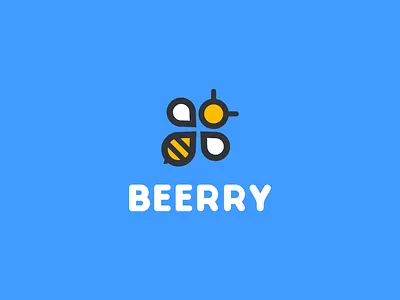 Beerry Logo animal bee branding concept design icon illustration logo minimalist saas typography vector