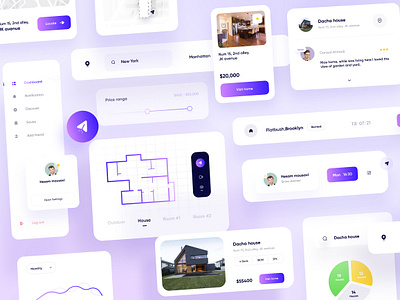 Real State Component 🏠 app ui app ui design chart component components graphs hotel light location map minimal profiles real state real state components real state website renting search ui uiux ux