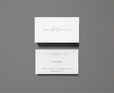 Preisler Construction brand identity business card business stationery design logo design photographer hire photography art direction photography brief print design print production management rebranding social media branding and design website design and development website maintenance