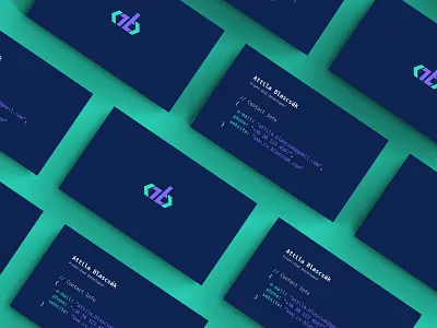 Front-end developer branding - business card design ab brand branding business card business card design code coding emblem fronted frontend development logo monogram logo programmer programming sitebuild visual visual identity webdeveloper webdevelopment