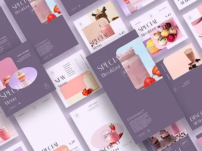 Soft Touch Instagram Posts & Stories blog blogger branding design food food blog food blogger instagram instagram post instagram posts instagram stories instagram template neon promotions purple social media social media template soft touch template touch