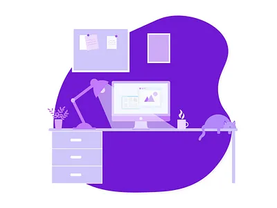 Home Office Flat Design adobe business colours creative design designs flat graphicdesign home illustration illustrator vector working from home