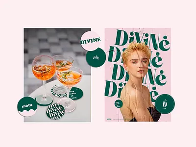 Divine Club - Communication brand branding club coaster coasters communication content divine drinks green madonna pink weed weed logo