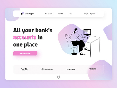 Moneyger - Bank accounts manager - Concept bank glassmorphism gradient minimalist money wallet