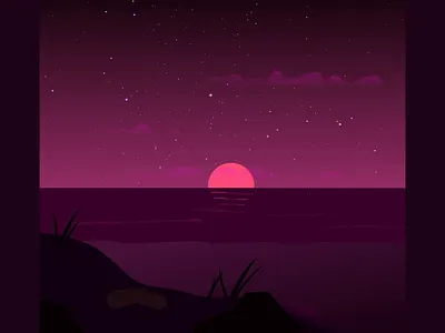Fire on the Beach 2d animation animation 2d animation design beach birds fire fire animation fire motion motion motion graphic motiongraphics music music video purple romantic stars sun sunset video