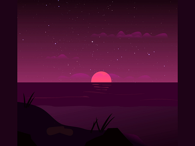 Fire on the Beach 2d animation animation 2d animation design beach birds fire fire animation fire motion motion motion graphic motiongraphics music music video purple romantic stars sun sunset video