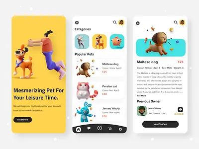 Pet Shop App Exploration 3d branding cat app color dog illustration illustration landing page minimal mobile app design petshop app trendy typography ui ux design uidesign vector