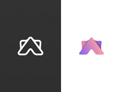 Satellite Logo affinity branding cool design icon koch curve logo minimal outline pink purple satellite spaceship triangle vector