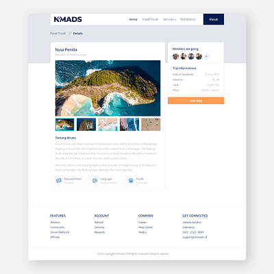 UI Design Website Travel design minimalist details landing page design landingpage nomads uidesign