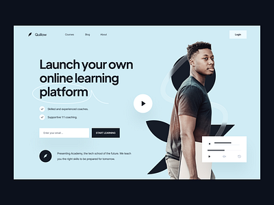 Landing Page: Hero animation education education landing education landing page landing landing page landing page design landing page ui quillow saas template template builder template design webflow