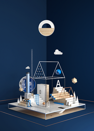 The House of the Poet 3d art 3d illustration cinema4d francisco cortes illustration industrial design octanerender poem poet poetry rhino vray wood