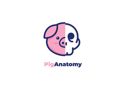 Pig x Skull design flat illustration logo minimal vector