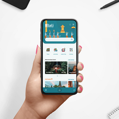 Get in Bali app design flat minimal ui ux web
