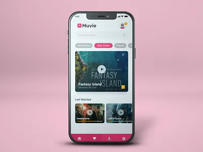 Muvie app design flat minimal ui ux web website