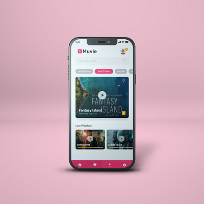 Muvie app design flat minimal ui ux web website